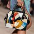 Abstract modern painting with shapes and lines shoulder handbag