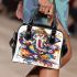 Abstract painting in the style of abstract graffiti shoulder handbag