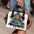 Abstract painting in the style of abstract graffiti shoulder handbag