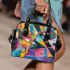 Abstract painting in the style of kandinsky shoulder handbag