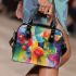 Abstract painting of colorful abstract shapes shoulder handbag