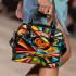 Abstract painting of fish vibrant colors geometric shoulder handbag
