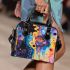 Abstract watercolor painting of the universe shoulder handbag