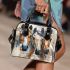 An impressionist painting of three horses shoulder handbag