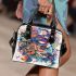 An intricate colorful painting shoulder handbag