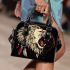 Angry white lion with dream catcher shoulder handbag