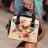 Beautiful butterfly with colorful wings surrounded by flowers shoulder handbag