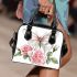 Beautiful butterfly with pink roses shoulder handbag