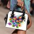 Beautiful colorful butterfly among flowers shoulder handbag