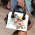 Beautiful colorful butterfly among flowers shoulder handbag