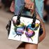 Beautiful colorful watercolor butterfly shoulder handbag