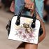 Bee on honeycomb with flowers around shoulder handbag