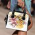 Bee on honeycomb with flowers around shoulder handbag