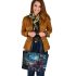 Bengal Cat in Celestial Realms 3 Leather Tote Bag