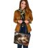 Bengal Cat in Mythical Beast Battles 3 Leather Tote Bag
