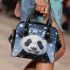 Black and white cute panda with blue eyes shoulder handbag