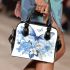 Blue butterfly and blue flowers shoulder handbag