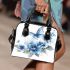 Blue butterfly and blue flowers shoulder handbag