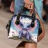 Blue Dragon on Cloud with Flowers Shoulder Handbag