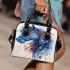 Blue horse painted in watercolor shoulder handbag