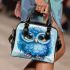 Blue owl cartoon style cute baby blue colors shoulder handbag
