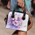Butterflies and flowers shoulder handbag