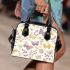 Butterflies and flowers pattern shoulder handbag