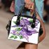 Butterflies and purple flowers shoulder handbag