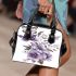 Butterflies and purple flowers shoulder handbag