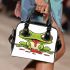 Cartoon cute frog spitting out red liquid shoulder handbag