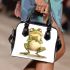 Cartoon frog standing on its hind legs shoulder handbag