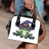 Cartoon frog wearing witch hat shoulder handbag