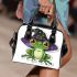 Cartoon frog wearing witch hat shoulder handbag