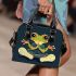 Cartoon frog with big eyes wearing white and brown shoes shoulder handbag