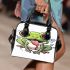 Cartoon frog with its tongue sticking shoulder handbag