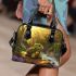 Cartoon style turtle rock in nature shoulder handbag