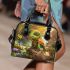 Cartoon style turtle rock in nature shoulder handbag