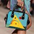 Circles and triangles in a blue sky shoulder handbag