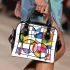 Colorful abstract drawing shoulder handbag