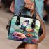 Colorful butterfly perched on vibrant flowers shoulder handbag