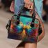 Colorful butterfly with feathers on its wings shoulder handbag