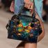 Colorful butterfly with feathers on its wings shoulder handbag