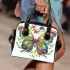 Colorful butterfly with floral designs on its wings shoulder handbag