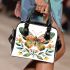 Colorful butterfly with floral elements shoulder handbag