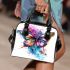 Colorful butterfly with floral elements shoulder handbag