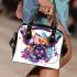 Colorful cute french bulldog with headphones shoulder handbag