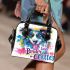 Colorful drawing of an adorable border collie shoulder handbag