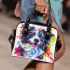 Colorful drawing of an adorable border collie shoulder handbag