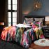 Colorful floral pattern on black bedding set
