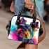 Colorful realistic yorkshire terrier portrait shoulder handbag
